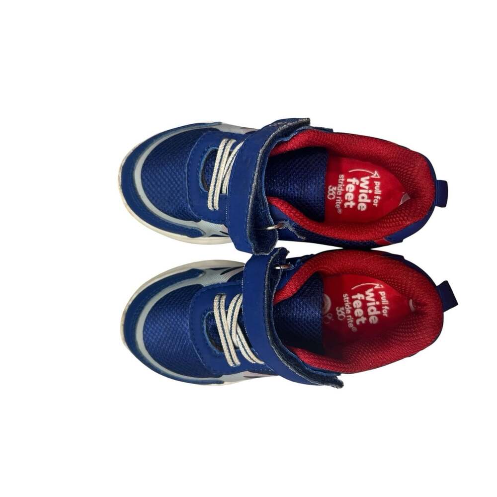 Stride Rite Ryne Sneaker Size 9M Toddler/Little Kids Blue Red White Hook & Loop - Picture 3 of 6